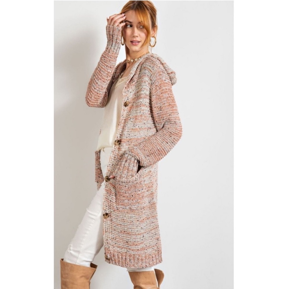 Easel Button Down Hoodie Cardigan Sweater